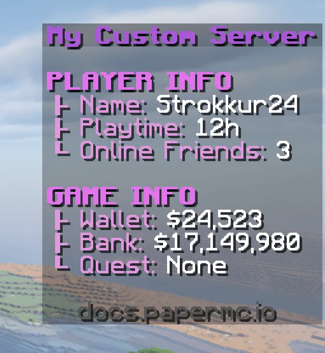 A preview of the sidebar display slot